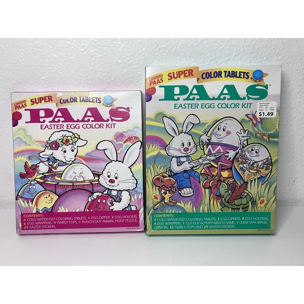 Vintage Lot Of 2 1996 & 1998 PAAS Easter Egg Color Kit New Sealed Package